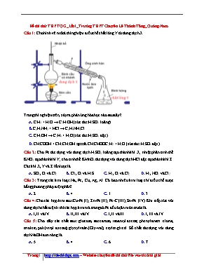Đề thi thử Trung học phổ thông Quốc gia lần 1 môn Hóa học năm 2017 - Trường THPT chuyên Lê Thánh Tông (Có đáp án)